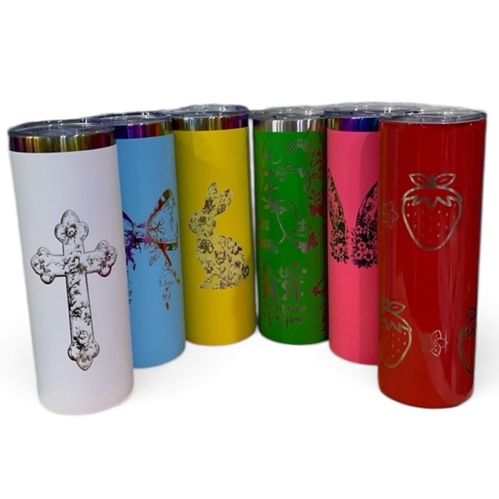 20oz Powder Coated Skinny Tumblers handcrafted/customized by seller
